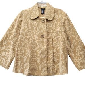 RQT Tan Dress Jacket Stretch Floral Lightweight 3/4 Sleeve Women Size XL NEW $54